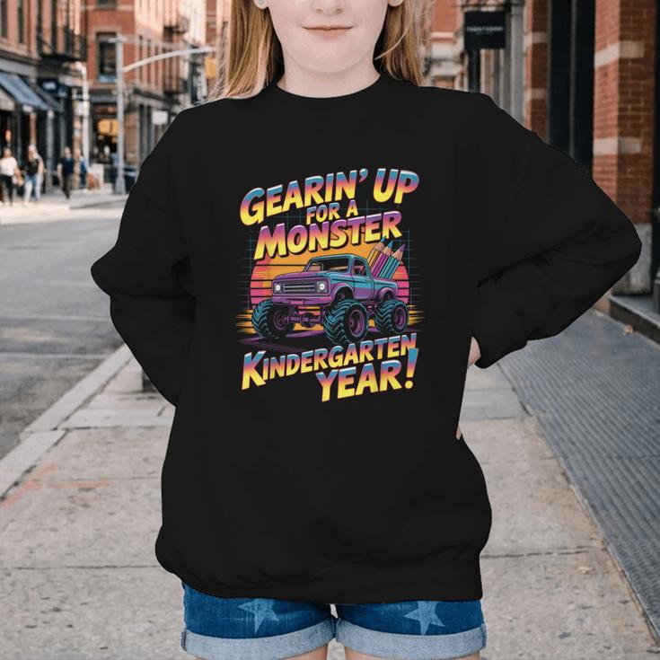 Back To School Kindergarten Monster Truck First Day Boys Youth Crewneck Sweatshirt
