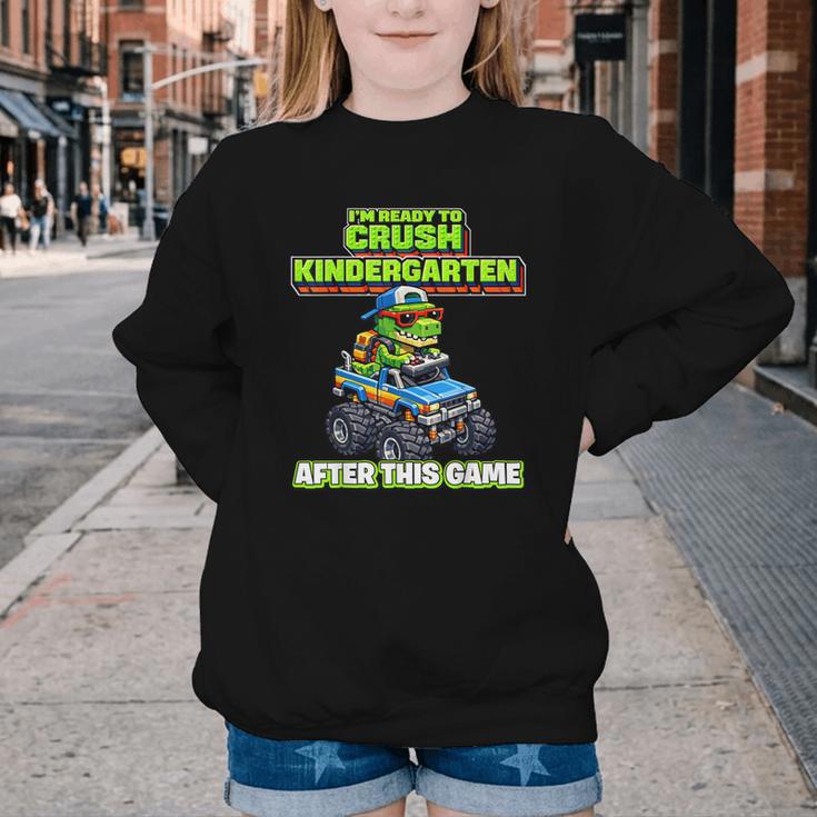 Back To School Kindergarten Retro Monster Truck Dinosaur Boy Youth Crewneck Sweatshirt Back To School Kindergarten Retro Monster Truck Dinosaur Boy Youth Crewneck Sweatshirt