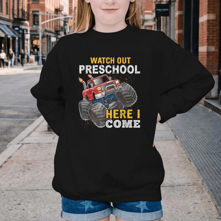 Back To School Preschool Here I Come For Boy Kids Truck Youth Crewneck Sweatshirt Back To School Preschool Here I Come For Boy Kids Truck Youth Crewneck Sweatshirt