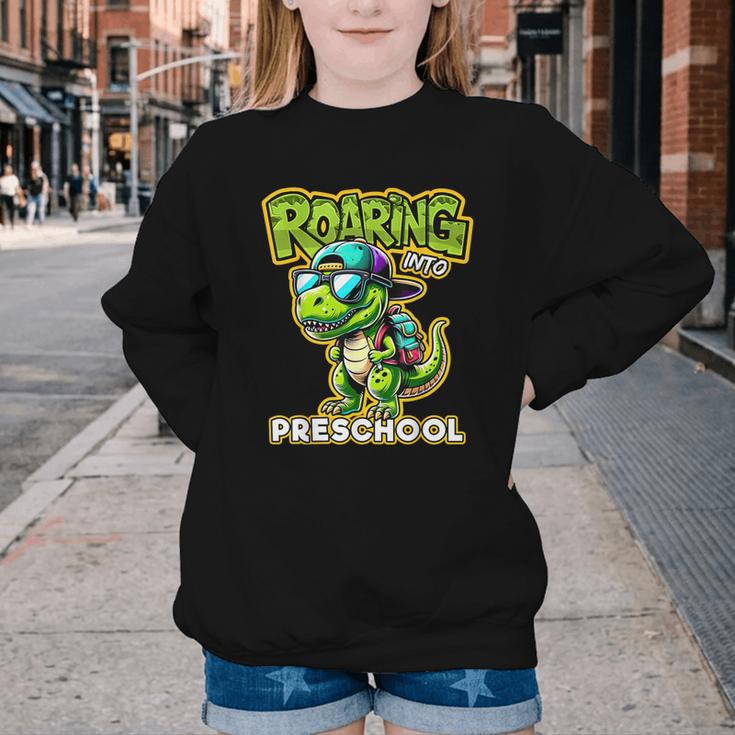 Back To School Preschool Dinosaur First Day Of School Boy Youth Crewneck Sweatshirt
