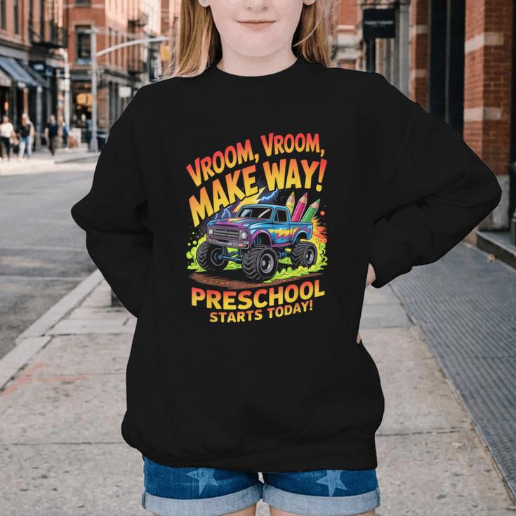 Back To School Preschool Pre-K Monster Truck First Day Boys Youth Crewneck Sweatshirt
