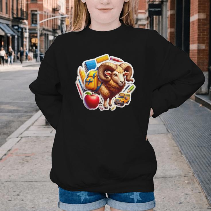 Back To School Ram Boys Girls Student Kids Lover Farmer Cute Youth Crewneck Sweatshirt Back To School Ram Boys Girls Student Kids Lover Farmer Cute Youth Crewneck Sweatshirt