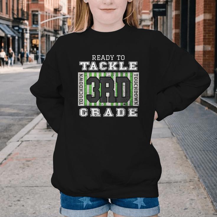 Back To School Ready To Tackle 3rd Grade Football Youth Crewneck Sweatshirt