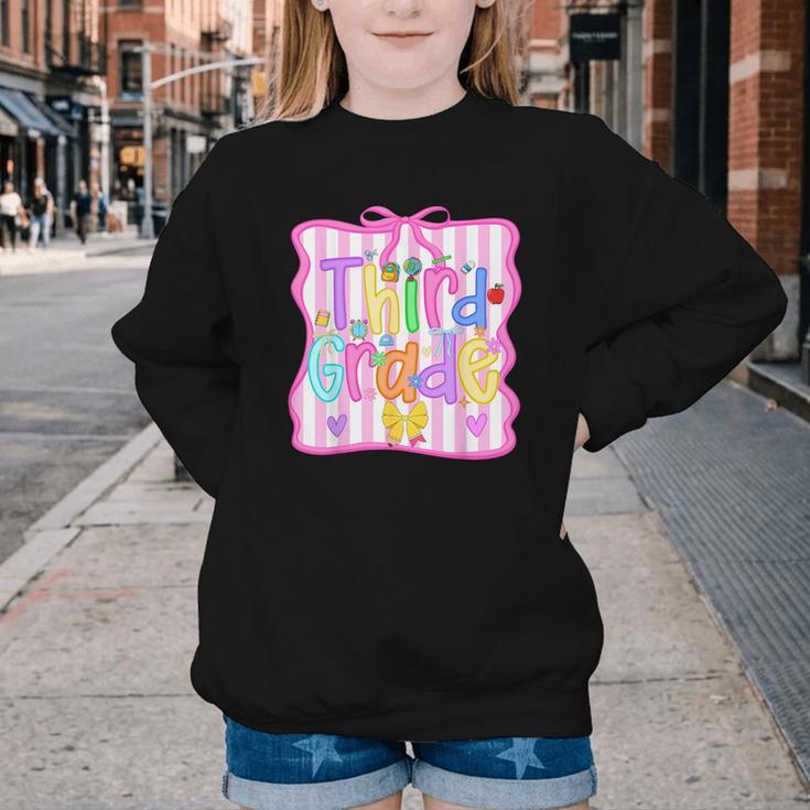 Back To School Third Grade Girls Coquette Bow 3rd Grade Kids Youth Crewneck Sweatshirt Back To School Third Grade Girls Coquette Bow 3rd Grade Kids Youth Crewneck Sweatshirt