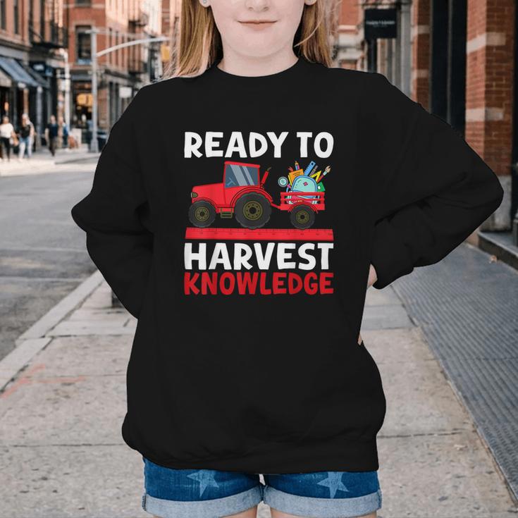 Back To School Tractor Farmer Boys First Day Of School Kids Youth Crewneck Sweatshirt