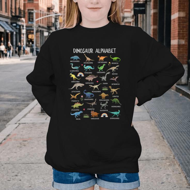 Back To School Types Of Dinosaurs Alphabet Identification Youth Crewneck Sweatshirt
