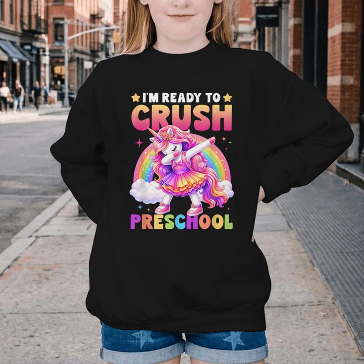 Back To School Unicorn Girls I'm Ready To Crush Preschool Youth Crewneck Sweatshirt Back To School Unicorn Girls I'm Ready To Crush Preschool Youth Crewneck Sweatshirt