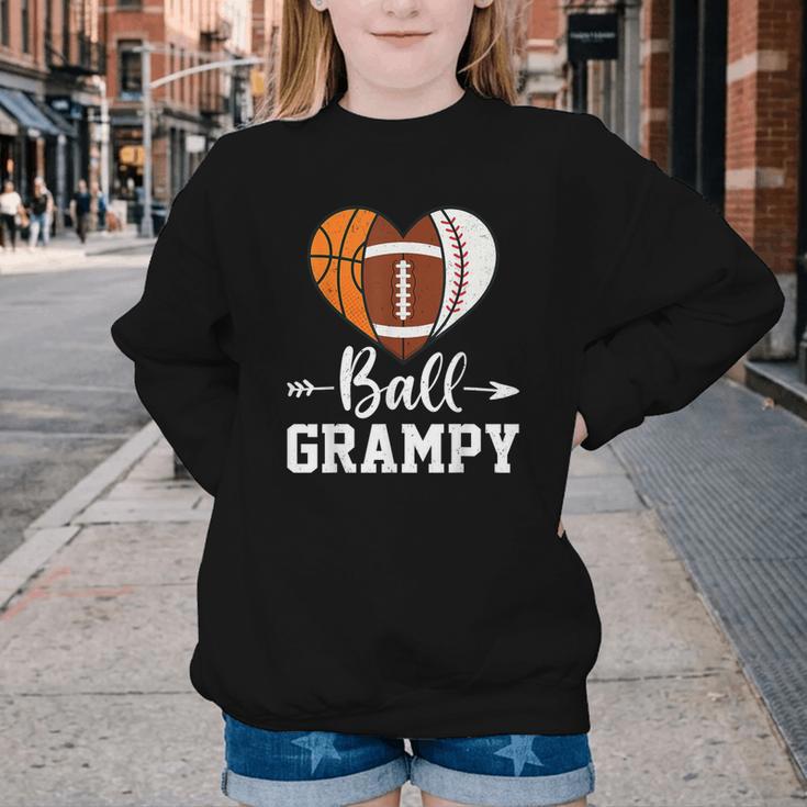 Ball Grampy Basketball Football Baseball Player Youth Crewneck Sweatshirt