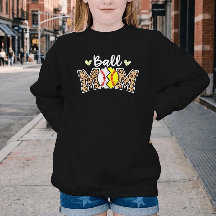 Ball Mom Leopard Baseball Softball Player Mom Youth Crewneck Sweatshirt Ball Mom Leopard Baseball Softball Player Mom Youth Crewneck Sweatshirt