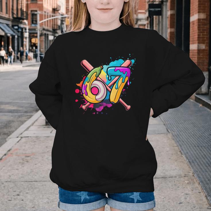 Banana Baseball 67 Ice Cream Drip Meme Youth Crewneck Sweatshirt Banana Baseball 67 Ice Cream Drip Meme Youth Crewneck Sweatshirt