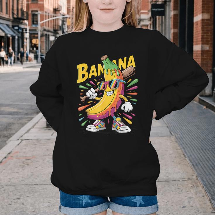 Banana Baseball Cartoon Cool Sports Kids Teens Youth Crewneck Sweatshirt Banana Baseball Cartoon Cool Sports Kids Teens Youth Crewneck Sweatshirt