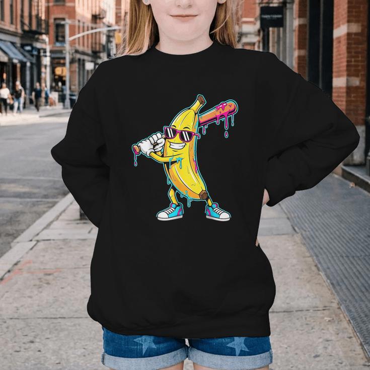 Banana Baseball Drip Kids Youth Boys Girls Youth Crewneck Sweatshirt Banana Baseball Drip Kids Youth Boys Girls Youth Crewneck Sweatshirt