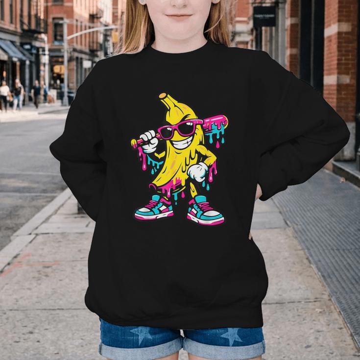 Banana Baseball Drip Youth Crewneck Sweatshirt