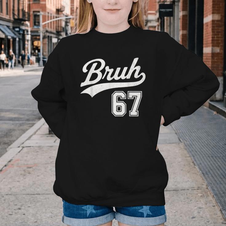 Baseball 6 7 Bruh Number 67 Six Seven Meme Boys Kids Youth Crewneck Sweatshirt