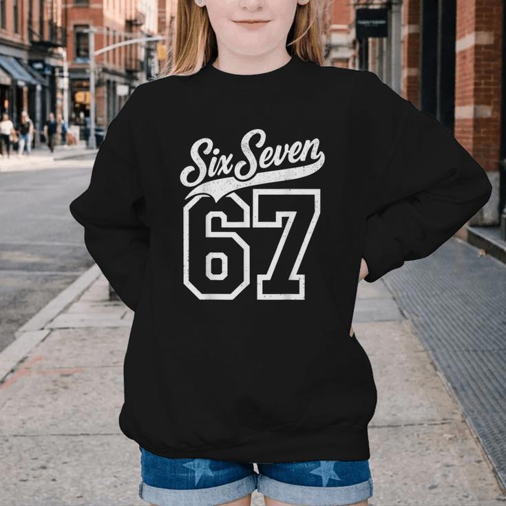 Baseball 6 7 Number 67 Six Seven Meme Boys Youth Kids Youth Crewneck Sweatshirt