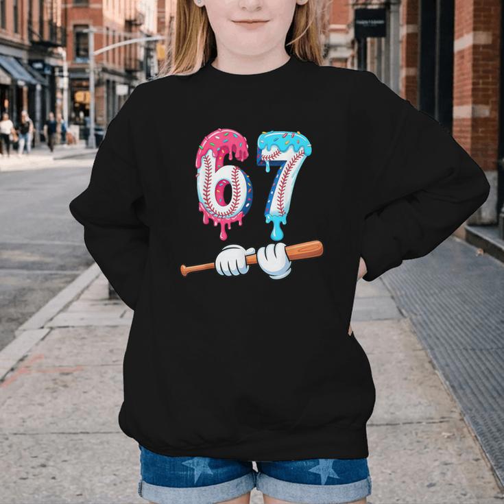 Baseball 67 Ice Cream Drip Six Seven Boys Youth Crewneck Sweatshirt Baseball 67 Ice Cream Drip Six Seven Boys Youth Crewneck Sweatshirt