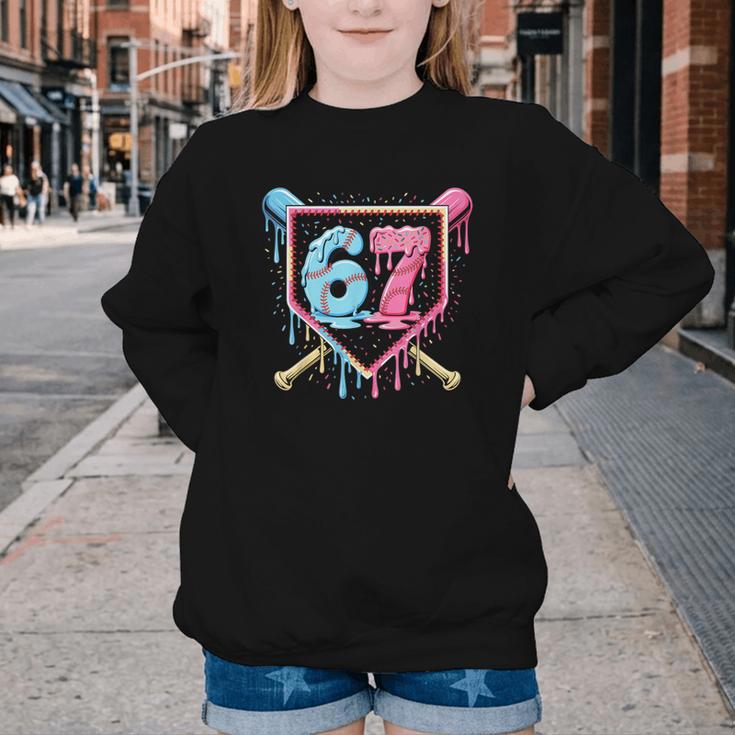 Baseball 67 Ice Cream Drip Six Seven Meme Boy Girl Kid Youth Crewneck Sweatshirt Baseball 67 Ice Cream Drip Six Seven Meme Boy Girl Kid Youth Crewneck Sweatshirt
