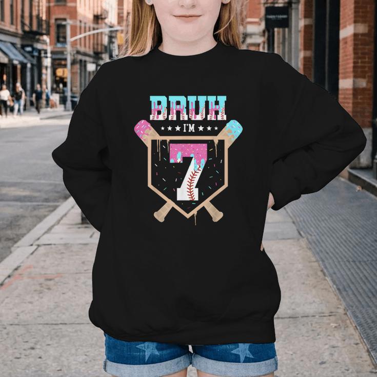Baseball 7 Year Old Ice Cream Drip 7th Birthday Boys Player Youth Crewneck Sweatshirt Baseball 7 Year Old Ice Cream Drip 7th Birthday Boys Player Youth Crewneck Sweatshirt