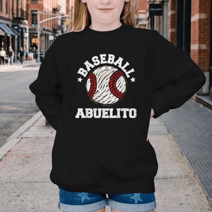 Baseball Abuelito Distressed Vintage Grandpa Game Day Youth Crewneck Sweatshirt Baseball Abuelito Distressed Vintage Grandpa Game Day Youth Crewneck Sweatshirt