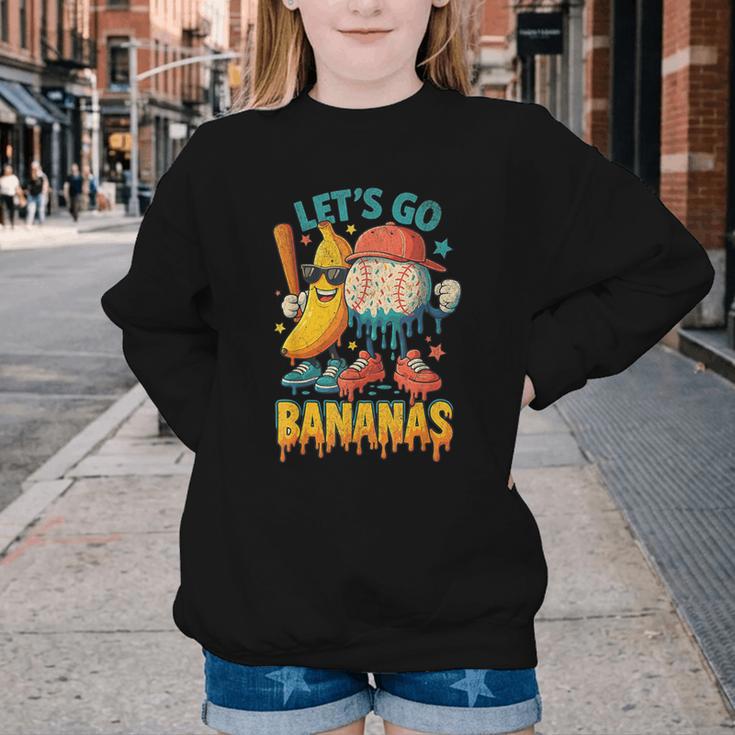 Baseball Banana Sports Drip Art For Kids Youth Crewneck Sweatshirt Baseball Banana Sports Drip Art For Kids Youth Crewneck Sweatshirt