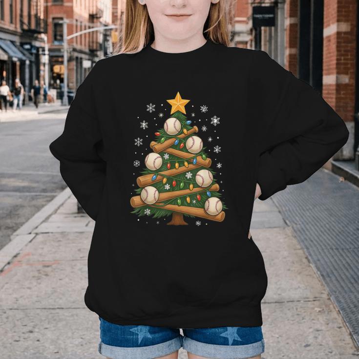 Baseball Bat Christmas Tree Lights Holiday Xmas Youth Crewneck Sweatshirt Baseball Bat Christmas Tree Lights Holiday Xmas Youth Crewneck Sweatshirt