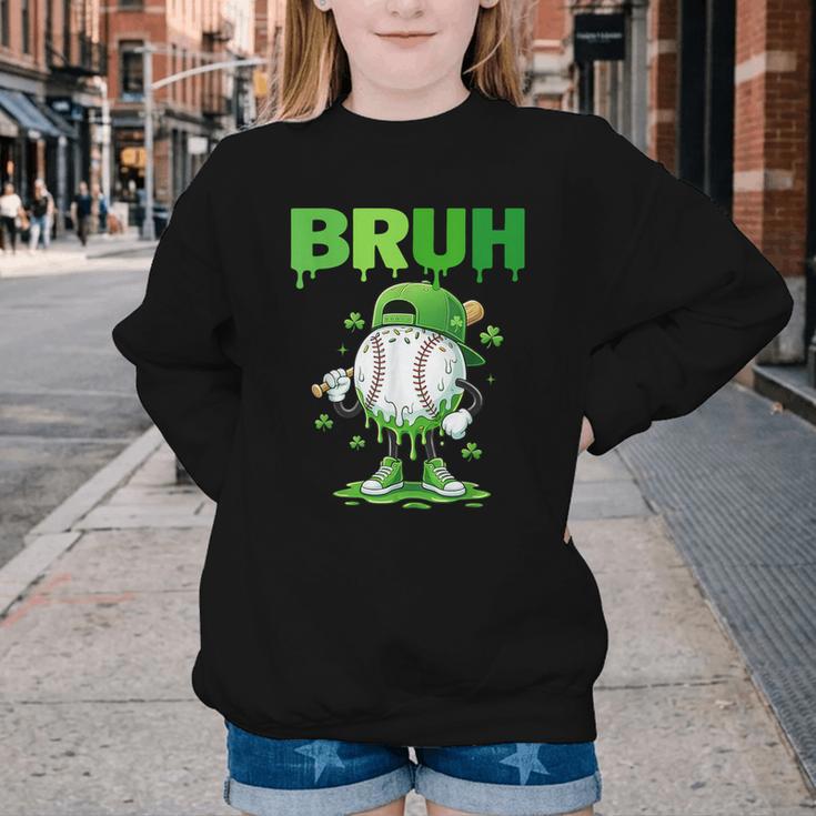 Baseball Bruh Drip Ice Cream Youth Boy St Patricks Day Youth Crewneck Sweatshirt