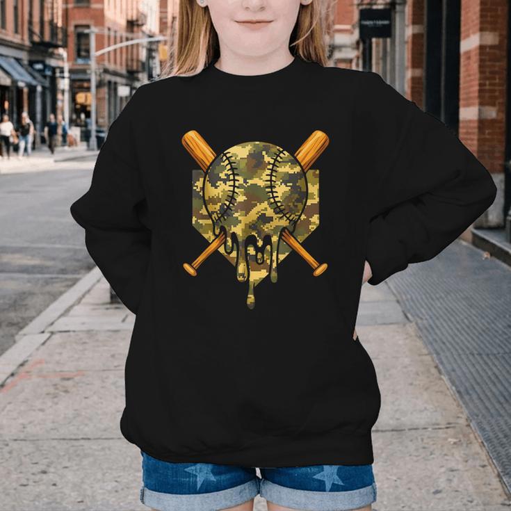 Baseball Camo Boys Ice Cream Youth Baseball Youth Crewneck Sweatshirt