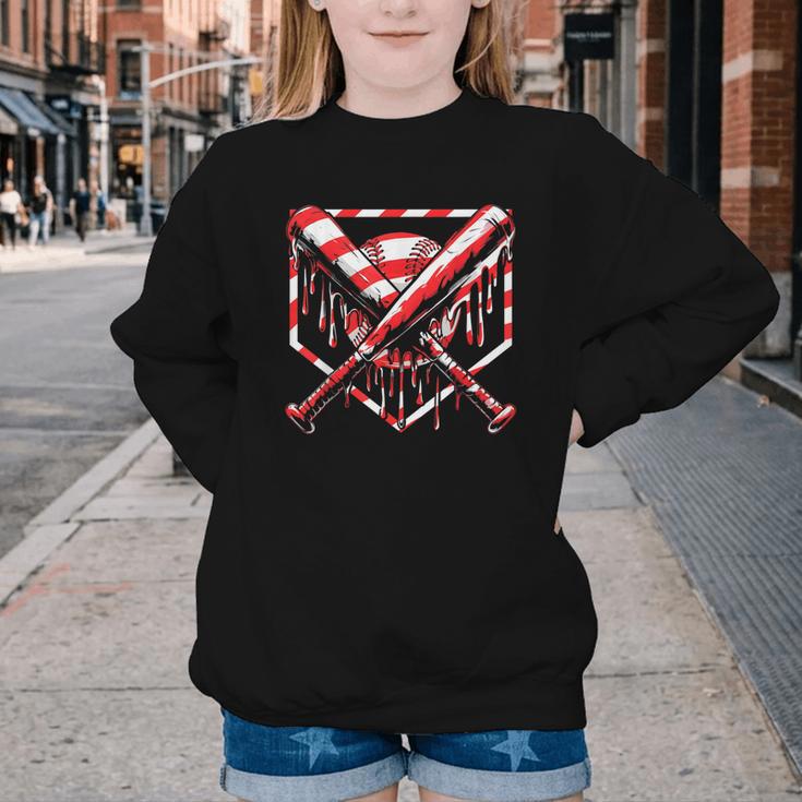 Baseball Candy Cane Christmas Baseball Ice Cream Drip Boys Youth Crewneck Sweatshirt Baseball Candy Cane Christmas Baseball Ice Cream Drip Boys Youth Crewneck Sweatshirt