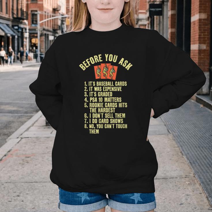 Baseball Card Collector Baseball Card Trading Youth Crewneck Sweatshirt
