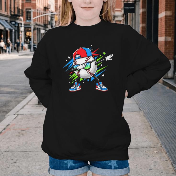 Baseball Dabbing Sports For Boys And Girls Game Day Youth Crewneck Sweatshirt Baseball Dabbing Sports For Boys And Girls Game Day Youth Crewneck Sweatshirt