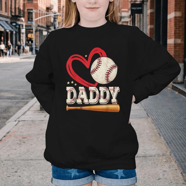 Baseball Daddy Baseball Heart Family Matching Youth Crewneck Sweatshirt