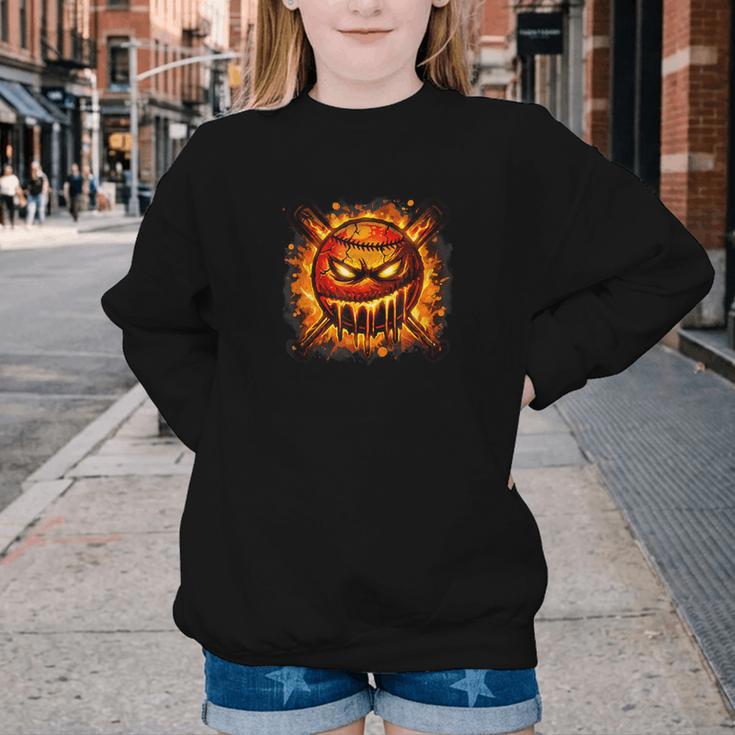 Baseball Drip Angry Lava Slime Ball Graphic Youth Crewneck Sweatshirt Baseball Drip Angry Lava Slime Ball Graphic Youth Crewneck Sweatshirt