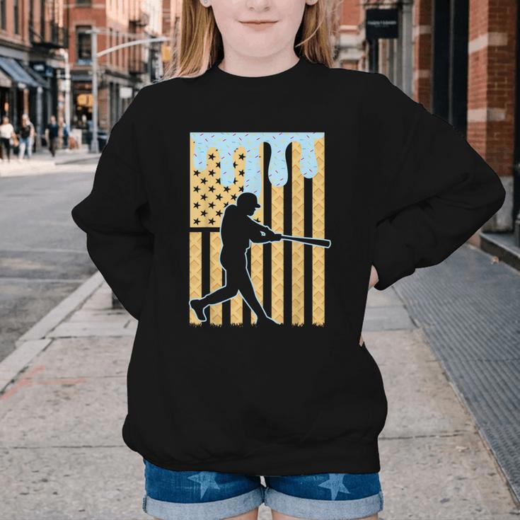 Baseball Drip Boys Dripping Ice Cream Baseball American Flag Youth Crewneck Sweatshirt Baseball Drip Boys Dripping Ice Cream Baseball American Flag Youth Crewneck Sweatshirt