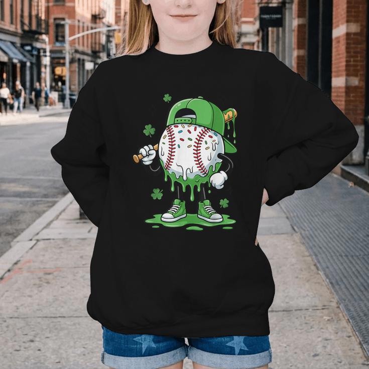 Baseball Drip For Boys Ice Cream Drip Baseball Player Youth Crewneck Sweatshirt