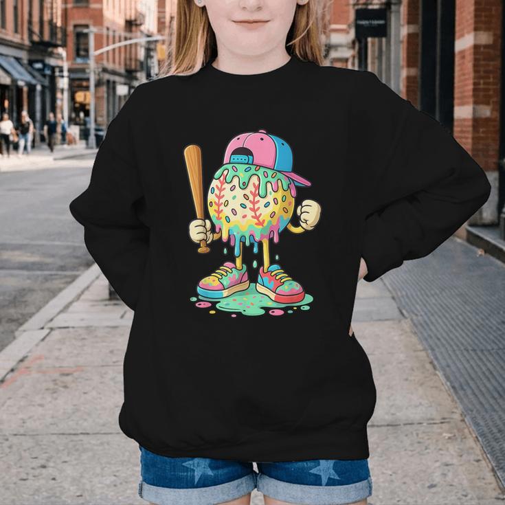 Baseball Drip For Boys Ice Cream Drip Baseball Sport Youth Crewneck Sweatshirt Baseball Drip For Boys Ice Cream Drip Baseball Sport Youth Crewneck Sweatshirt