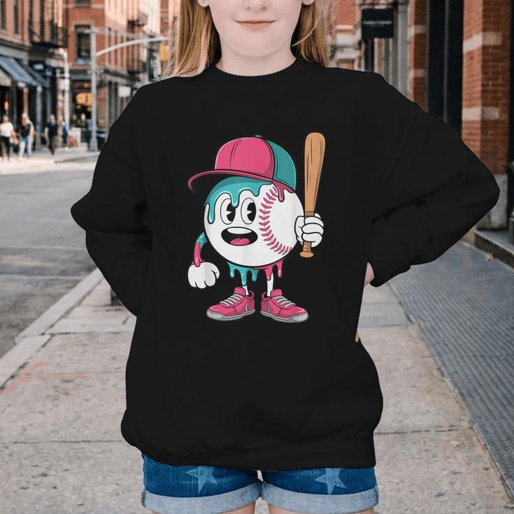 Baseball Drip Boys Ice Cream Youth Youth Crewneck Sweatshirt