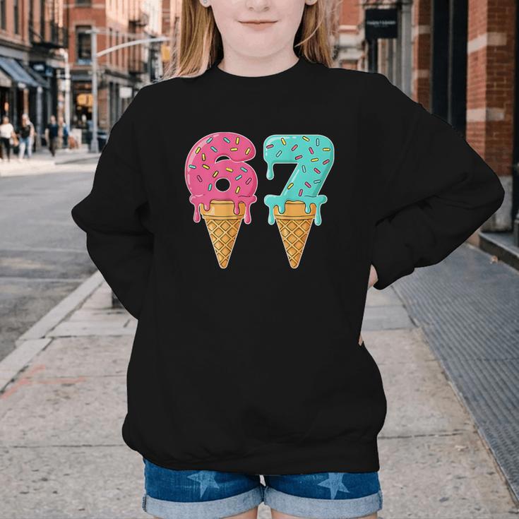 Baseball Drip Ice Cream 67 Baseball Youth Crewneck Sweatshirt