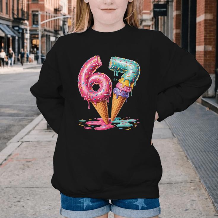 Baseball Drip Ice Cream 67 Youth Crewneck Sweatshirt Baseball Drip Ice Cream 67 Youth Crewneck Sweatshirt
