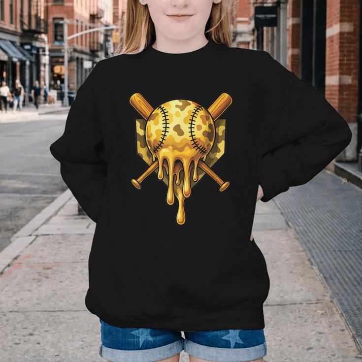 Baseball Drip Ice Cream Camo Cool Youth Crewneck Sweatshirt Baseball Drip Ice Cream Camo Cool Youth Crewneck Sweatshirt