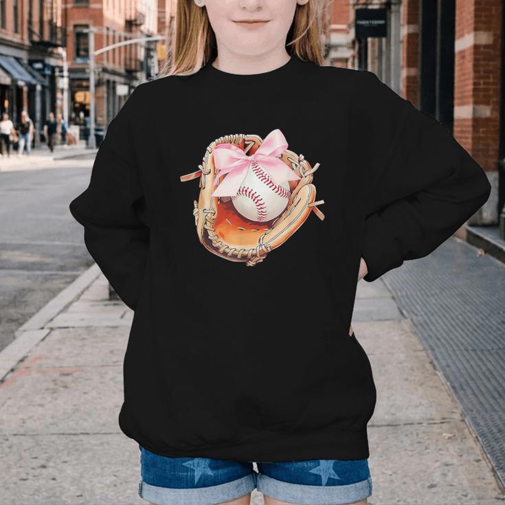 Baseball Drip Ice Cream Coquette Pink Bow Baseball Player Youth Crewneck Sweatshirt Baseball Drip Ice Cream Coquette Pink Bow Baseball Player Youth Crewneck Sweatshirt
