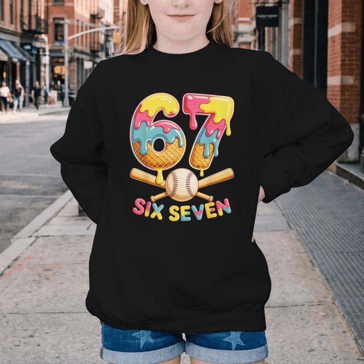 Baseball Drip Ice Cream Number 67 Player Lifestyle Youth Crewneck Sweatshirt Baseball Drip Ice Cream Number 67 Player Lifestyle Youth Crewneck Sweatshirt