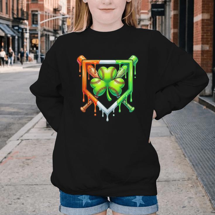 Baseball Drip Ice Cream St Patricks Day Shamrock Lucky Youth Crewneck Sweatshirt Baseball Drip Ice Cream St Patricks Day Shamrock Lucky Youth Crewneck Sweatshirt