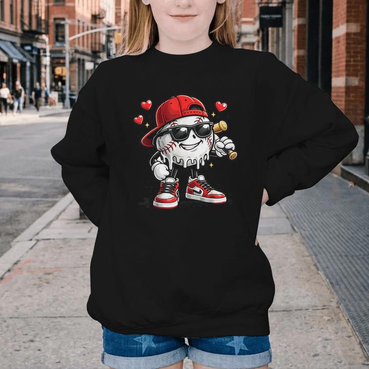 Baseball Drip Ice Cream Valentine’s Day Boys Kids Youth Crewneck Sweatshirt Baseball Drip Ice Cream Valentine’s Day Boys Kids Youth Crewneck Sweatshirt