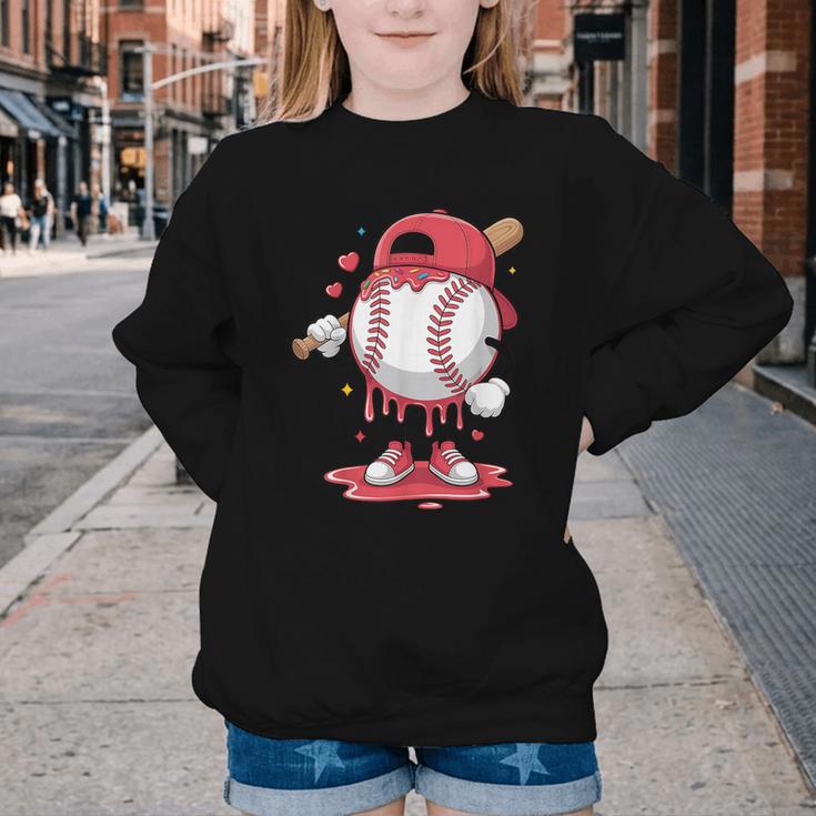 Baseball Drip Icecream Boy Kids Valentine Youth Crewneck Sweatshirt