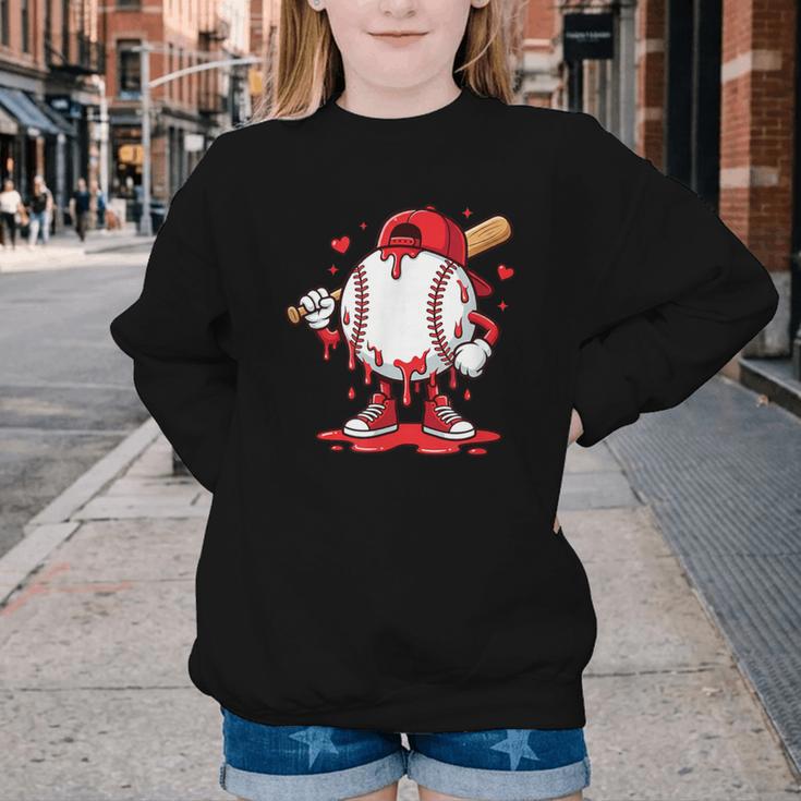 Baseball Drip Icecream Men Boy Valentine Youth Crewneck Sweatshirt Baseball Drip Icecream Men Boy Valentine Youth Crewneck Sweatshirt