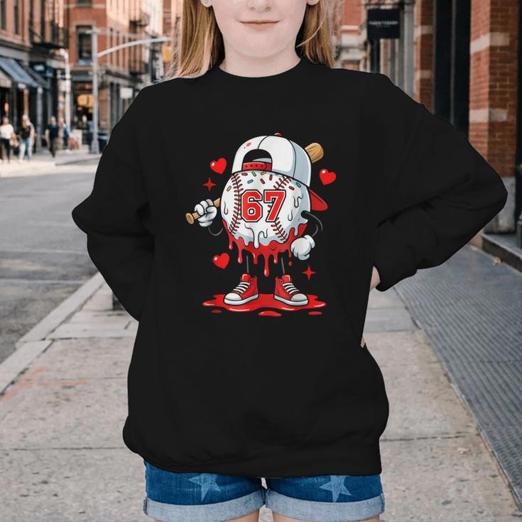 Baseball Drip Icecream Valentine 67 Meme Tees Men Youth Boys Youth Crewneck Sweatshirt