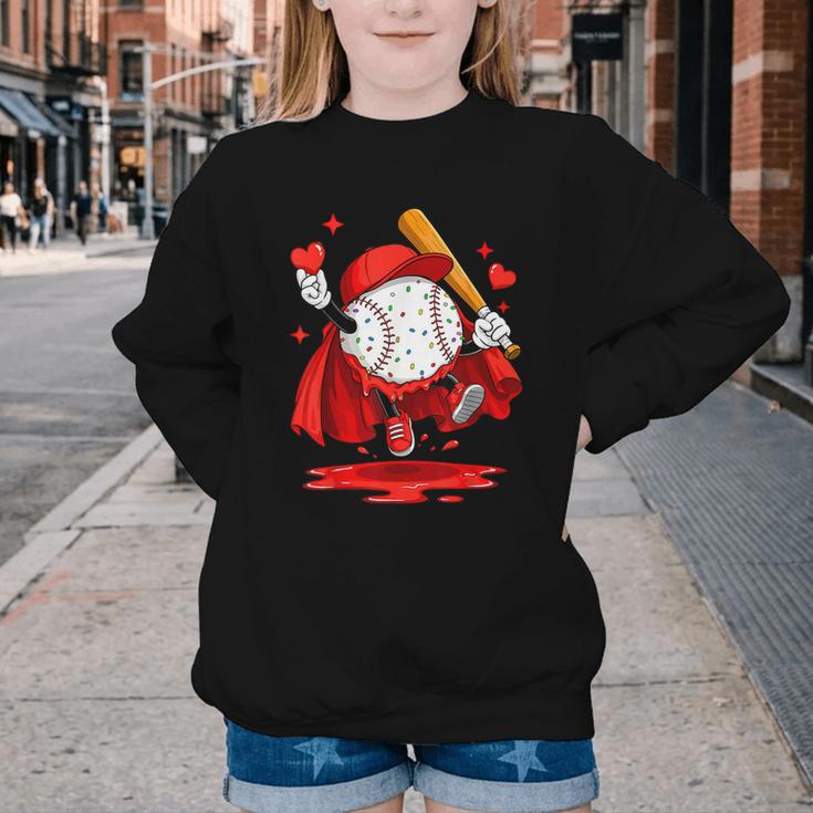 Baseball Drip Icecream Youth Boy Valentine Youth Crewneck Sweatshirt