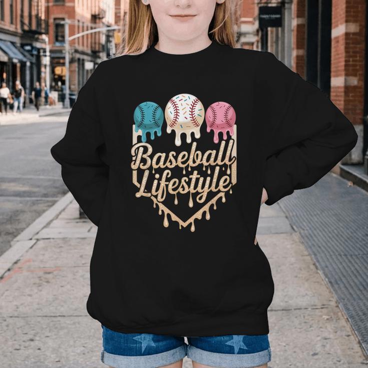 Baseball Drip Icecream Youth Crewneck Sweatshirt Baseball Drip Icecream Youth Crewneck Sweatshirt