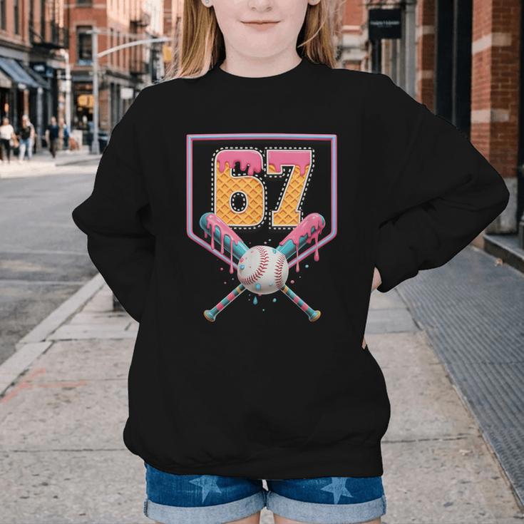Baseball Drip Number 67 Fun Six Seven 6 7 Meme Youth Crewneck Sweatshirt Baseball Drip Number 67 Fun Six Seven 6 7 Meme Youth Crewneck Sweatshirt