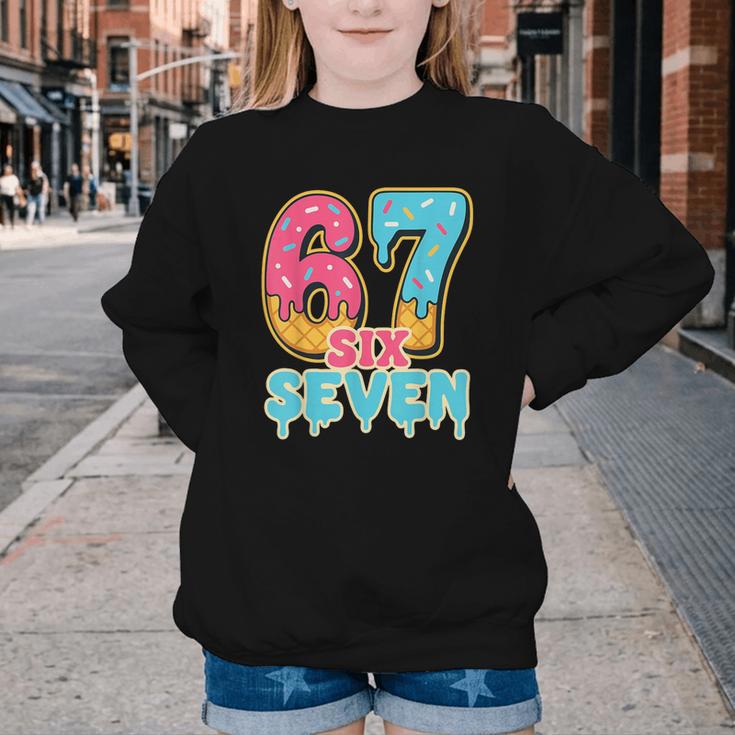 Baseball Drip Number 67 Player Trendy 6 7 Meme Youth Crewneck Sweatshirt